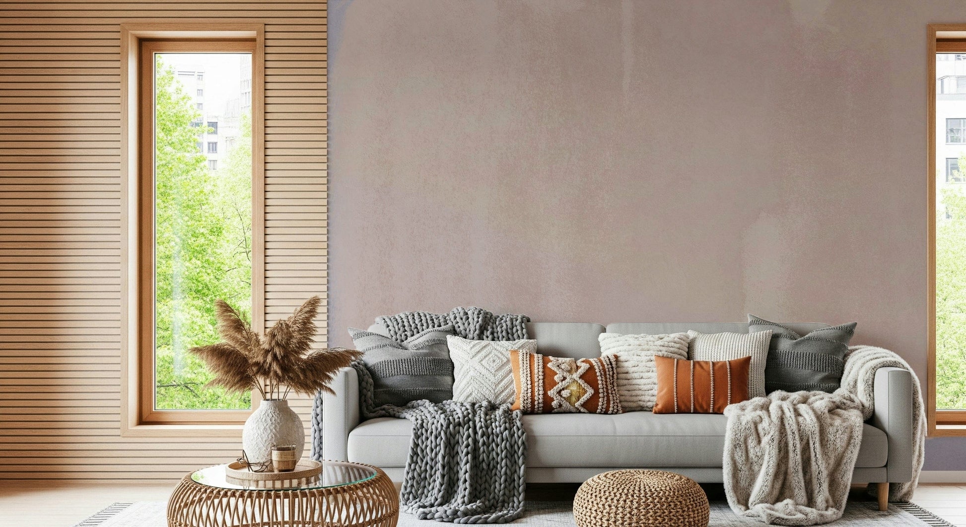 An artistic minimalist form mural for home decor.