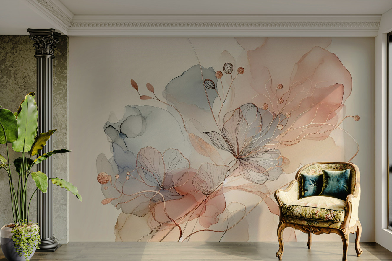 Blush Botanical Dream Wall Mural