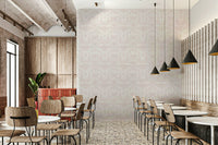 Romantic blush-toned botanical wallpaper adding a soft, elegant touch to any room.