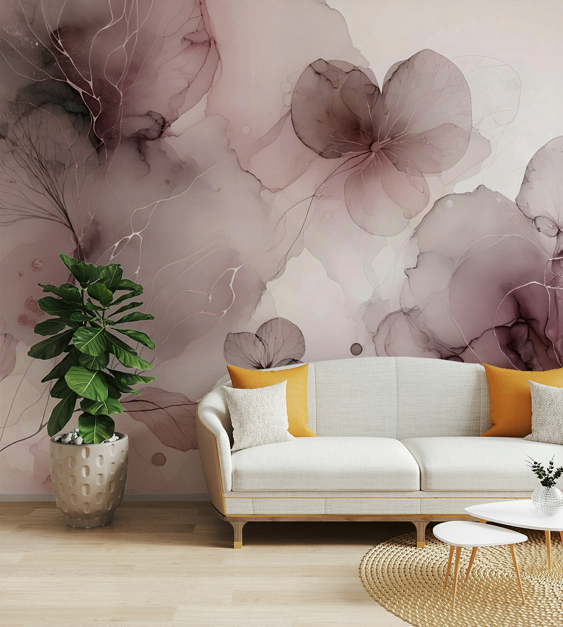 Blush Botanical Whispers Wall Mural