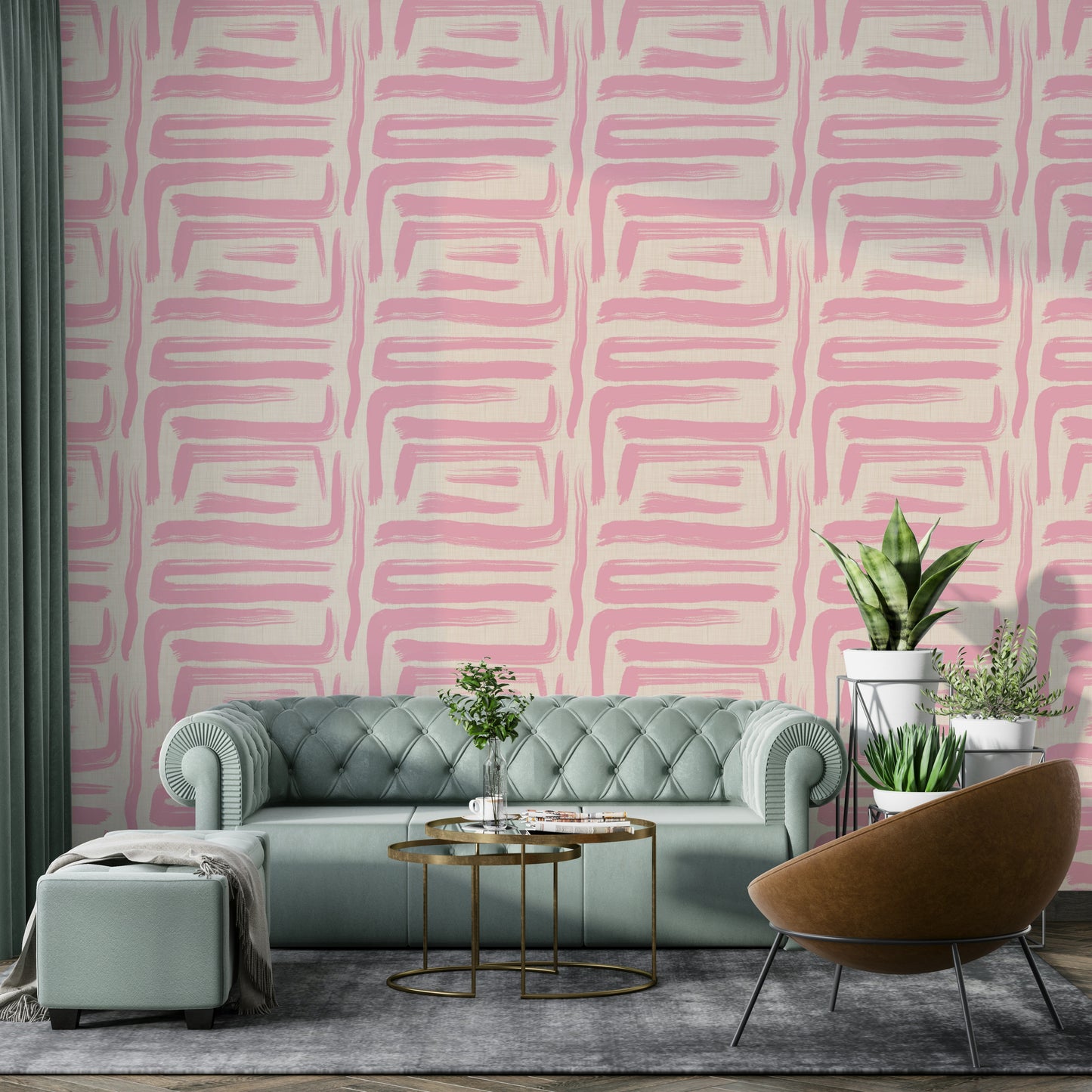 Abstract blush pink wallpaper with brush patterns

