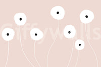 A calming floral design wallpaper mural that defines a space.

