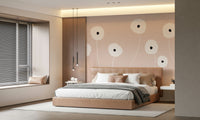 A graceful subtle bloom wall mural in soft, pink tones.

