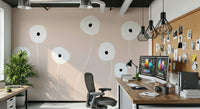 An artistic simple bloom mural on minimalist wallpaper.

