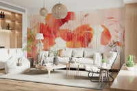 A beautiful modern art wall mural of delicate flowers.

