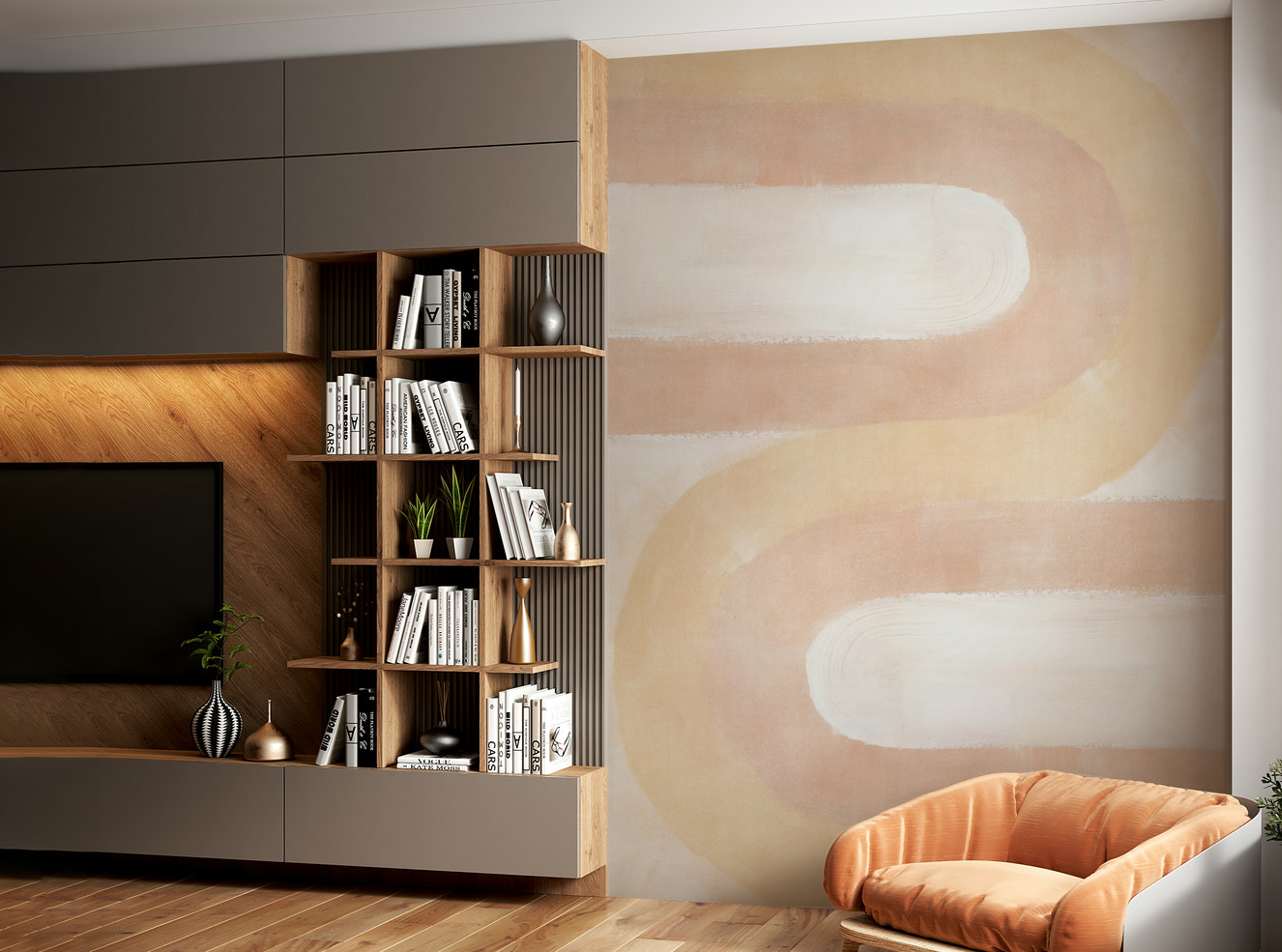 Blush horizon arch wallpaper design

