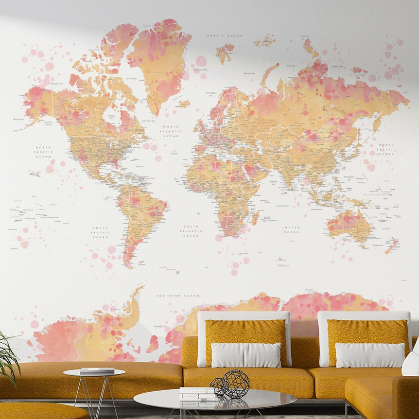 First Blush Maps Blush Map Wallpaper – Soft & Elegant Global Design