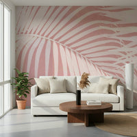 A calming foliage design wallpaper mural that defines a space.

