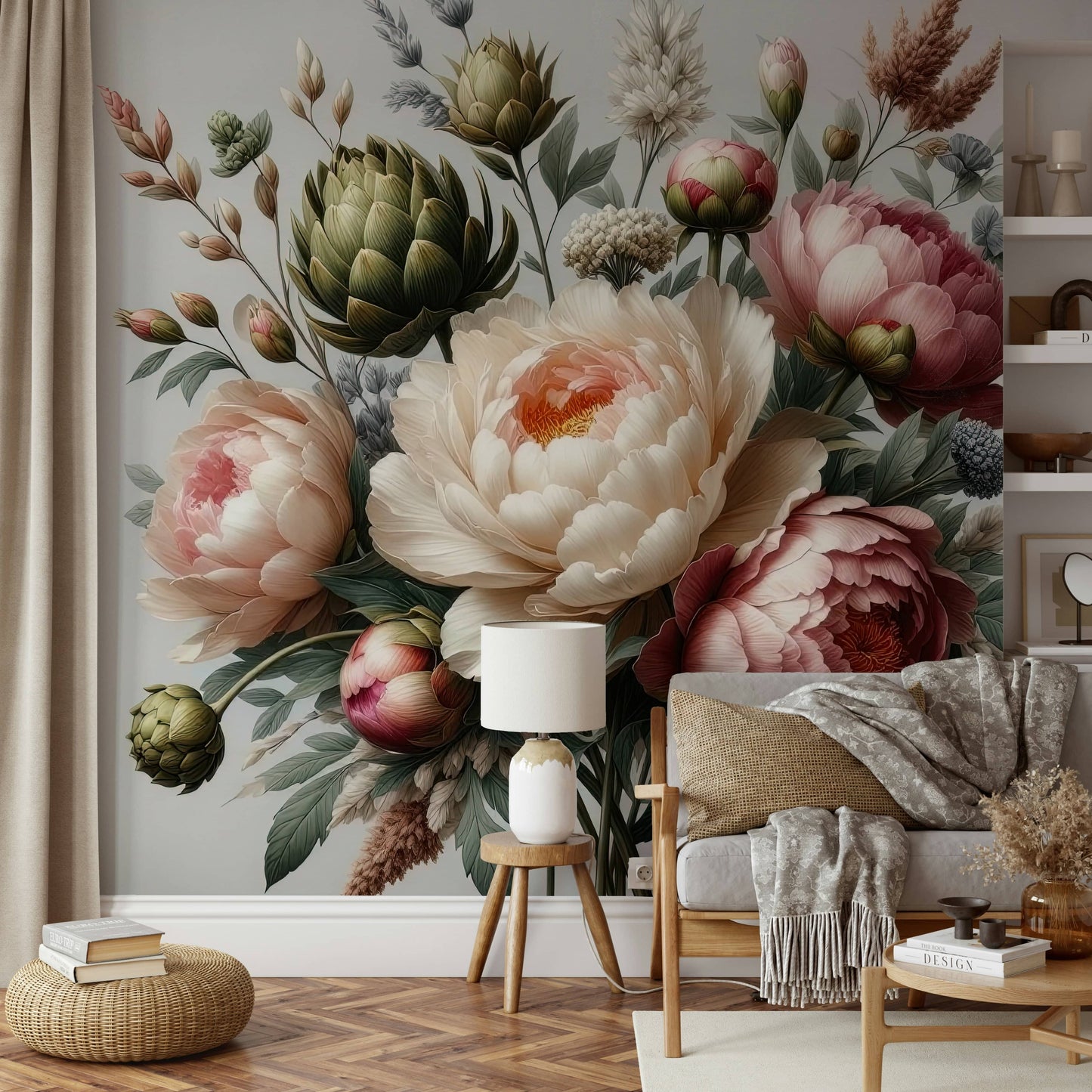 An artistic wall mural design.