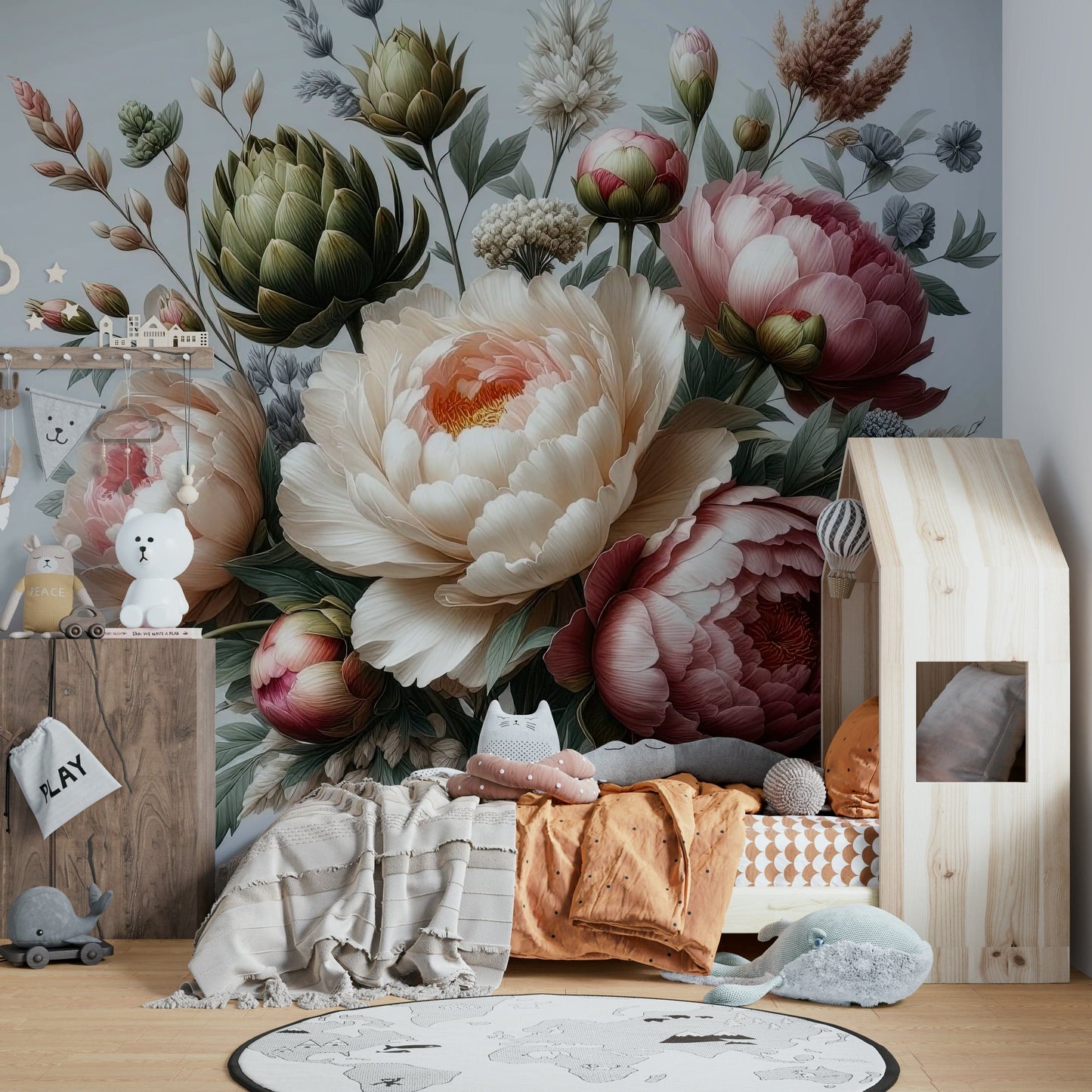 A graceful floral wallpaper for walls.