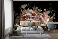 A dramatic floral wallpaper for walls.