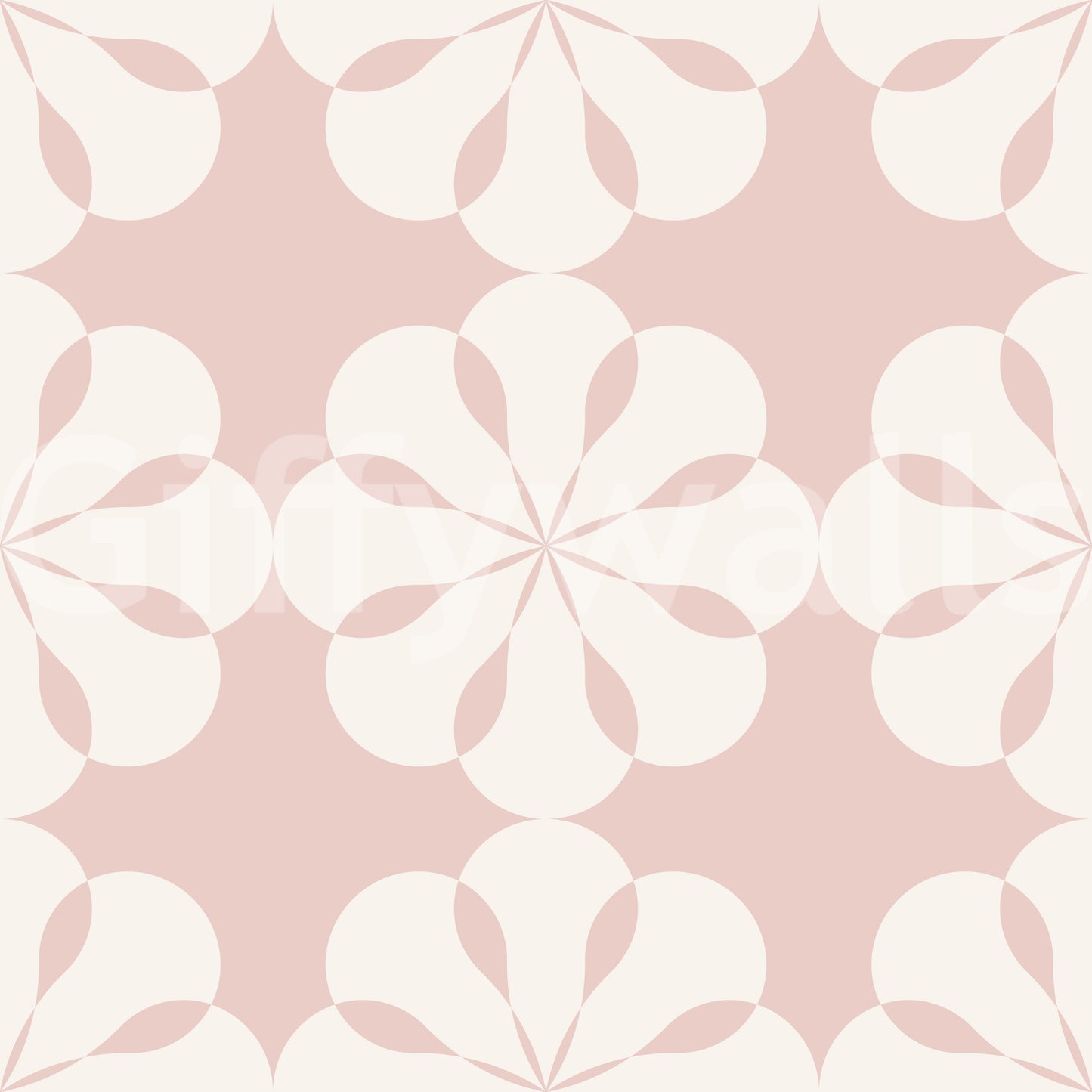 A seamless pattern of bold flowers on a wall

