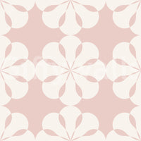 A seamless pattern of bold flowers on a wall

