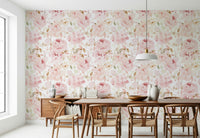 Soft bloom pattern wall covering Blush Rose Summer Garden design
