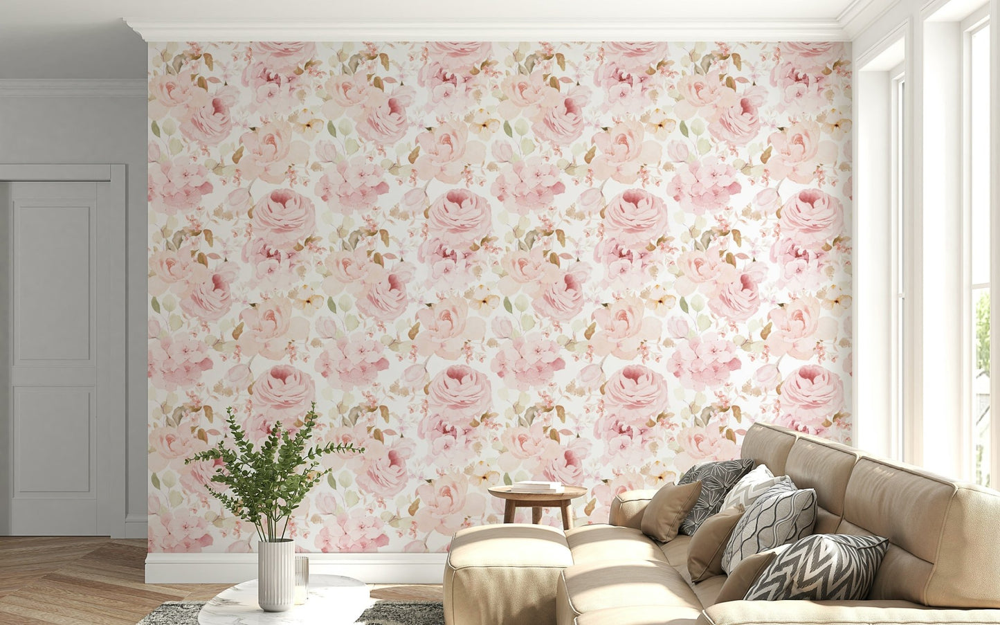 Delicate pink rose wallpaper Blush Rose Summer Garden
