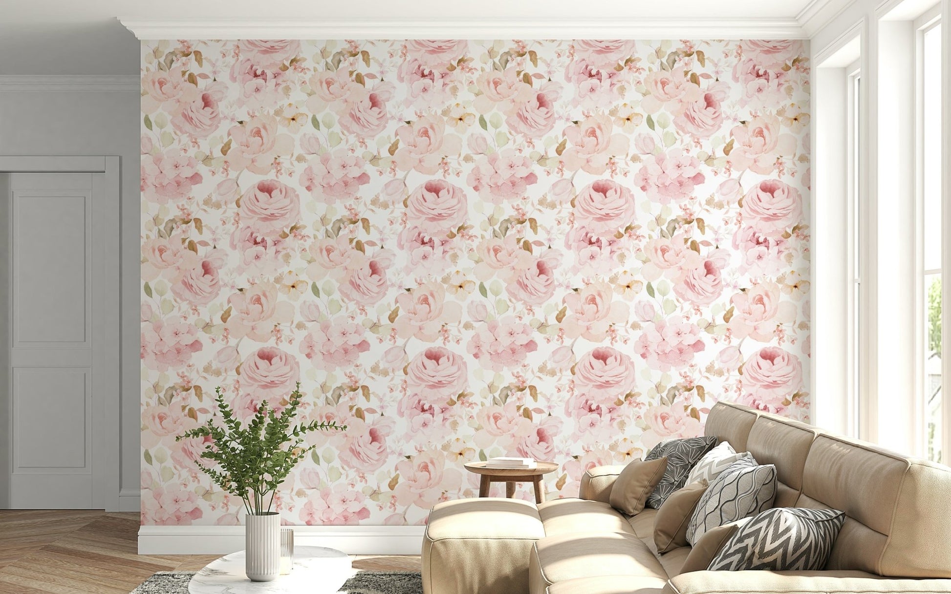 Delicate pink rose wallpaper Blush Rose Summer Garden