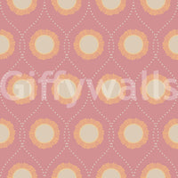 Vintage Sunburst inspired blush wallpaper Repeated graphic sun motif.