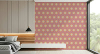 Blush Sunburst mid-century wall mural Subtle pinkish neutral sun art.