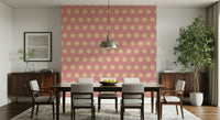 Custom Blush Sunburst wall mural Stylish faded rose geometric suns.