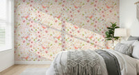 Blush Watercolor Blooms wall mural, elegant floral background texture.