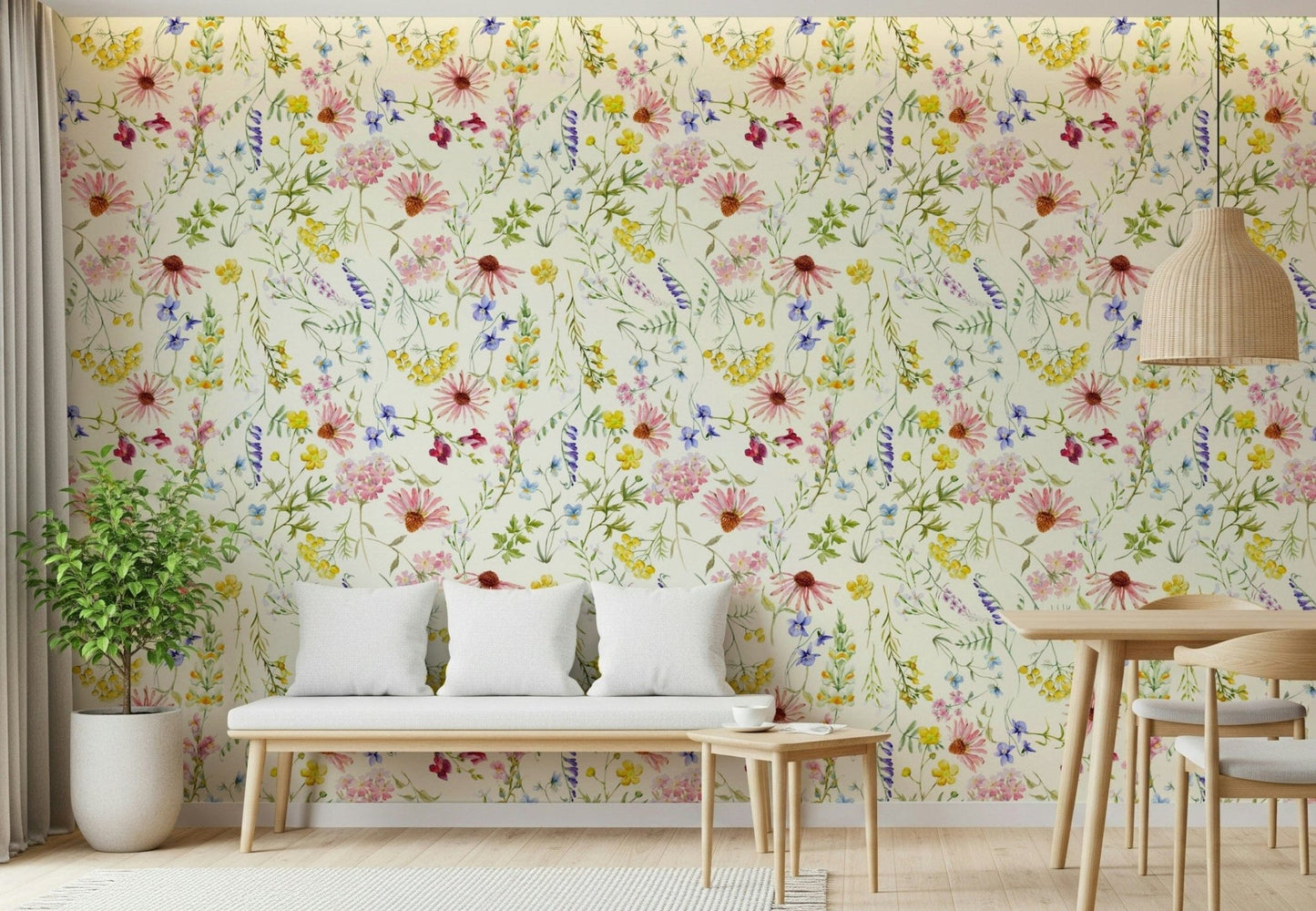 Soft pink meadow wallpaper for workspace backdrop, clean and calming look