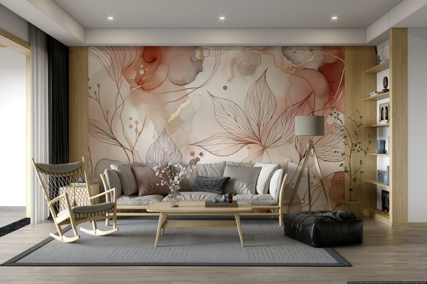 Blushing Botanical Dream Wall Mural