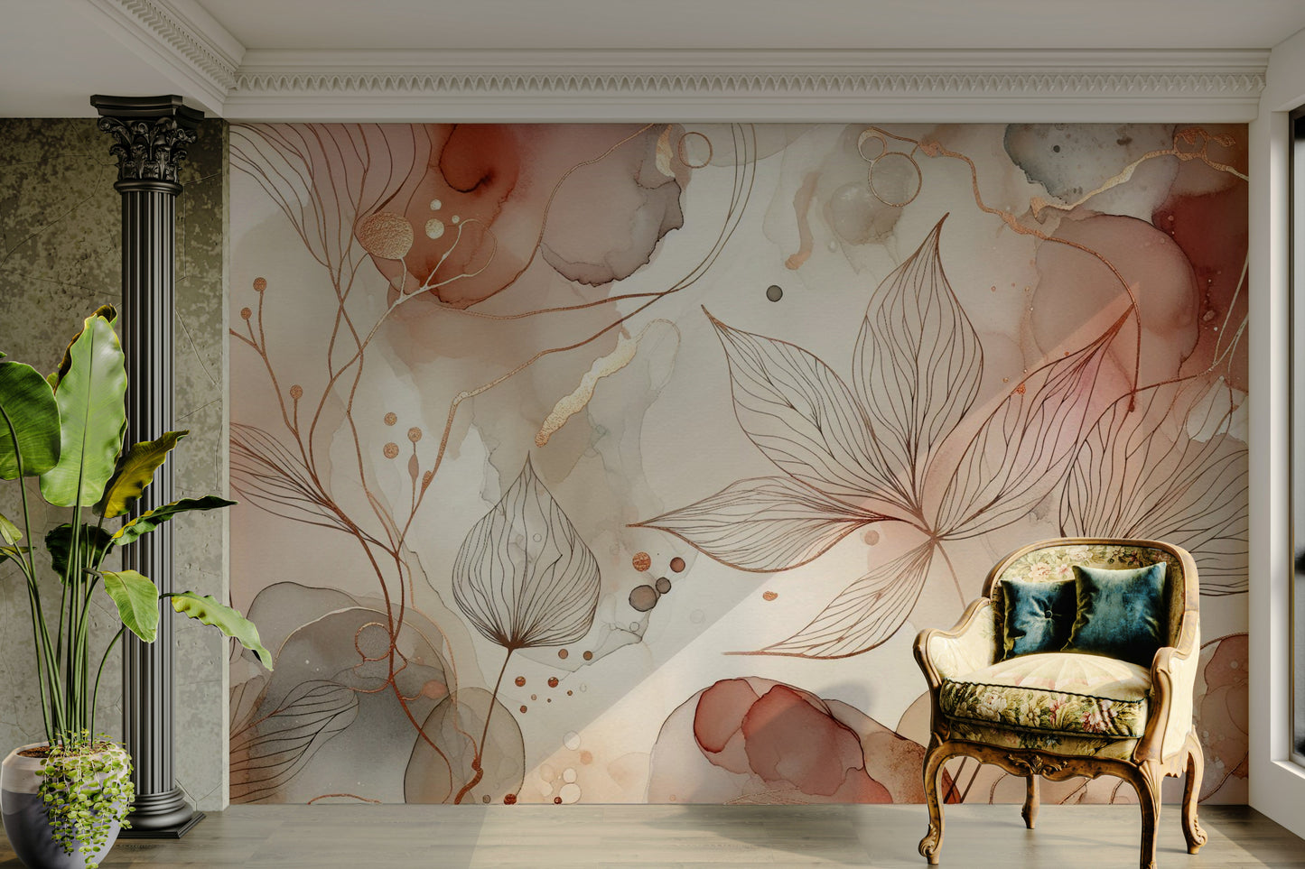 Blushing Botanical Dream Wall Mural