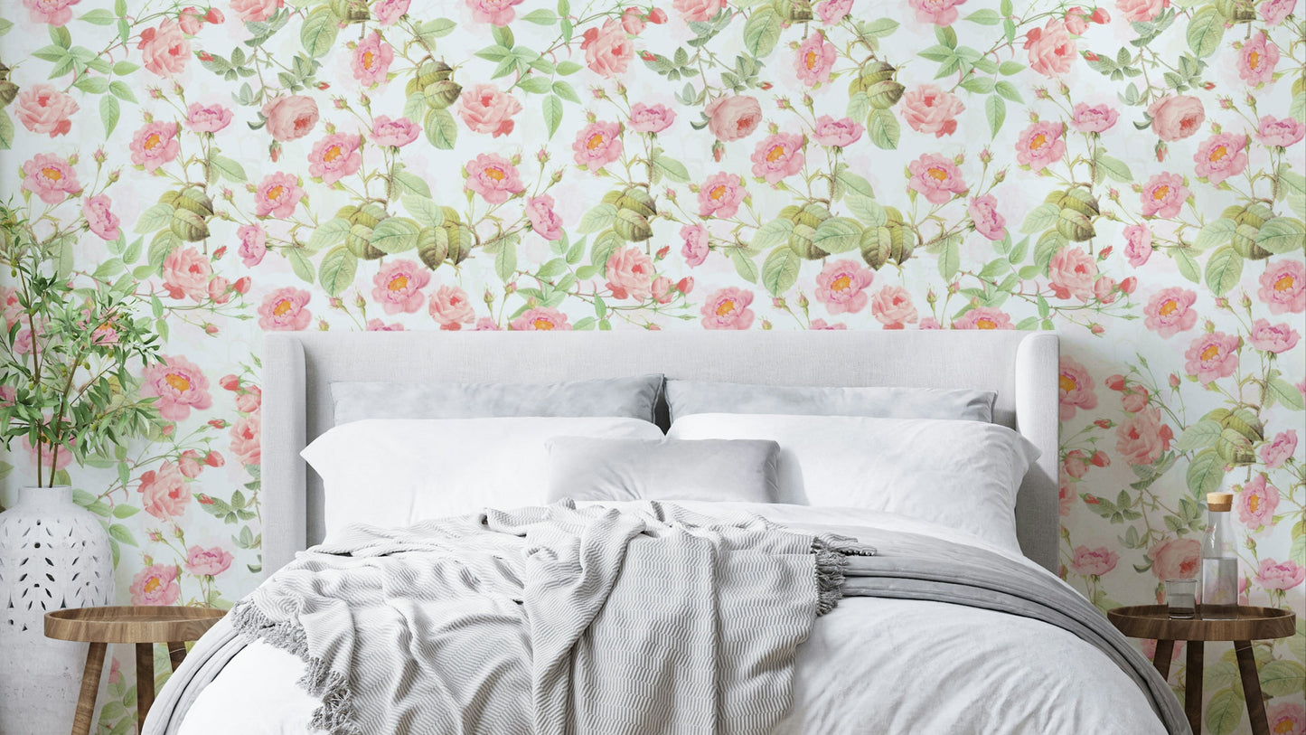 Blushing roses wallpaper for walls

