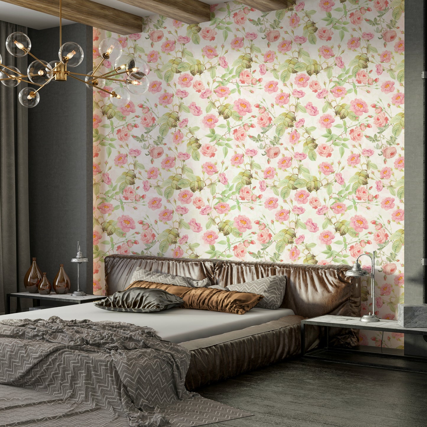 Timeless rose mural for bedroom decor

