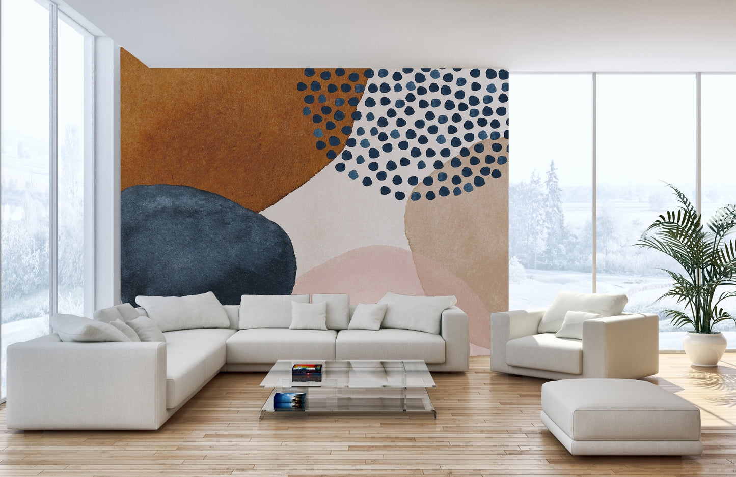 Bohemian Beige Watercolor Wallpaper Mural