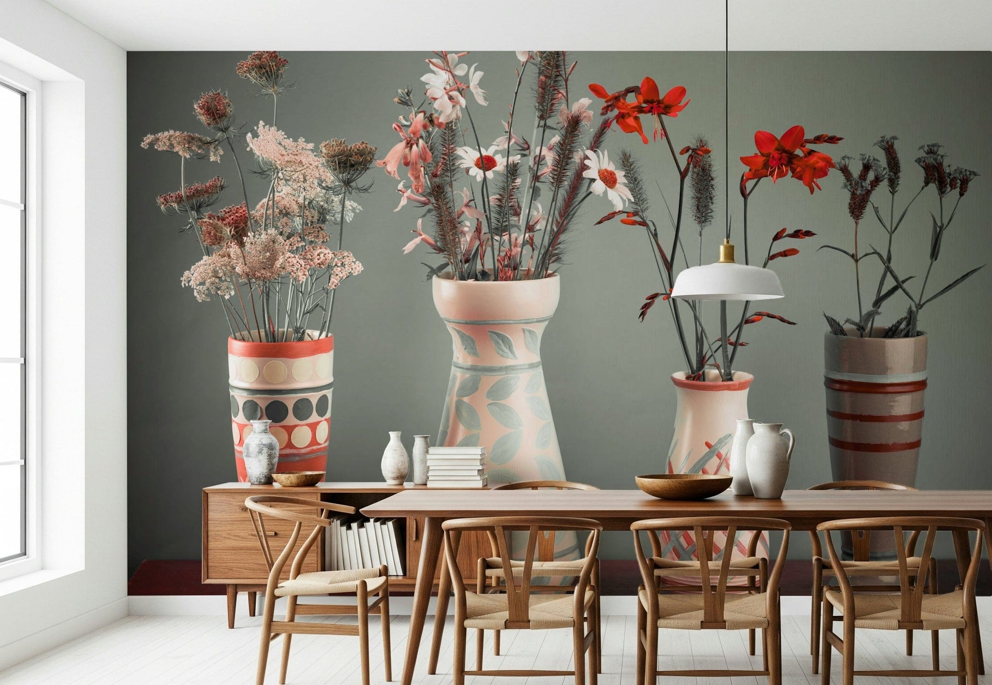 Wall mural stunning terracotta vases Bohemian style.