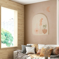 Bohemian Oasis wall mural with earthy tones

