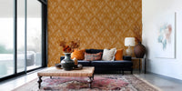 Boho Art Nouveau Folk Floral Mustard Gold Wallpaper – Hand Drawn Wallpaper⁠