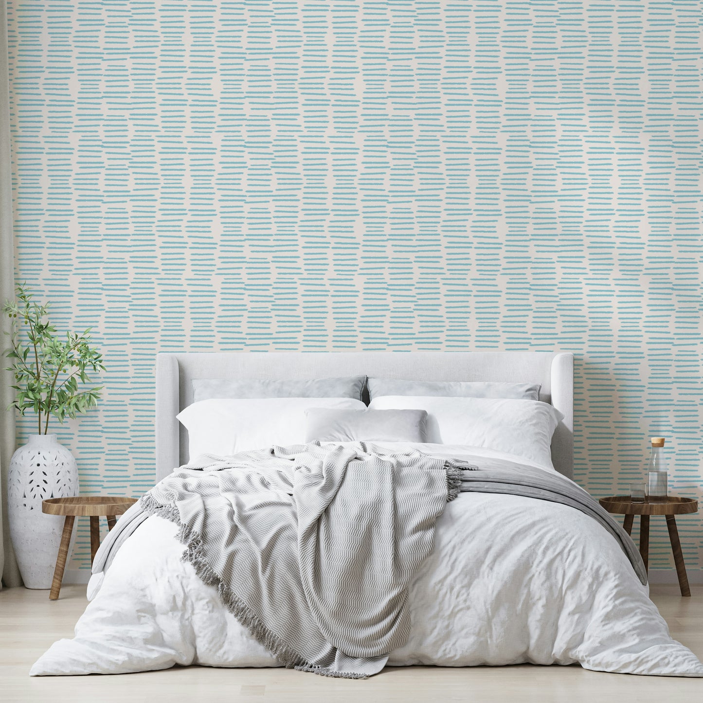 Delicate blue striped wallpaper for modern spaces

