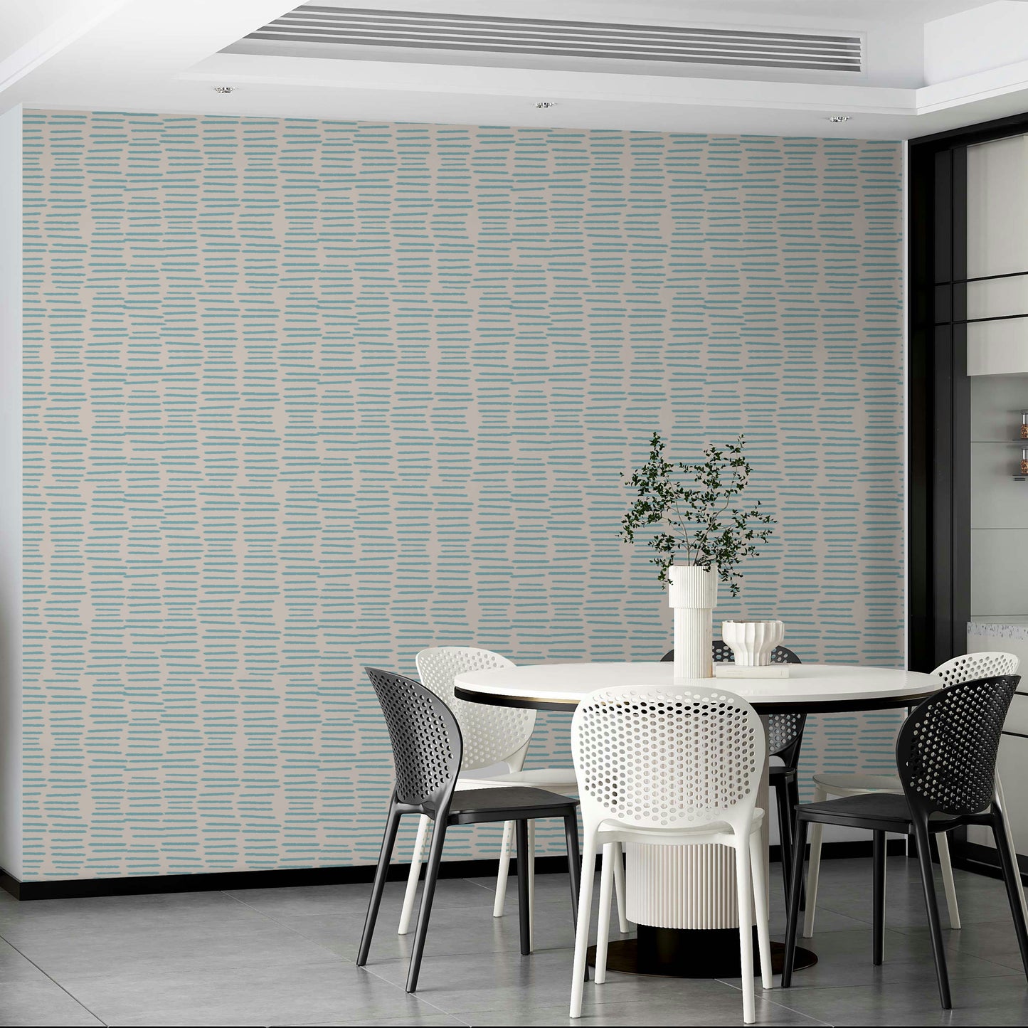 Watercolor stripe wallpaper in baby blue

