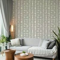Watercolor-style charcoal striped wall design

