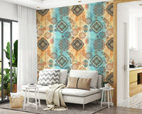 Earthy Boho Chic Wallpaper — geometric and organic motifs in natural, warm shades.