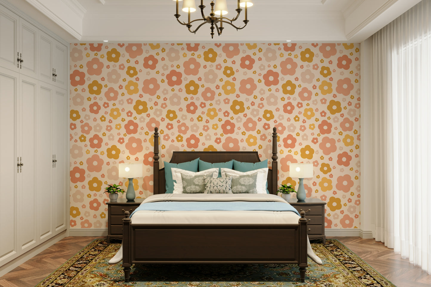 Vintage-inspired floral wall design

