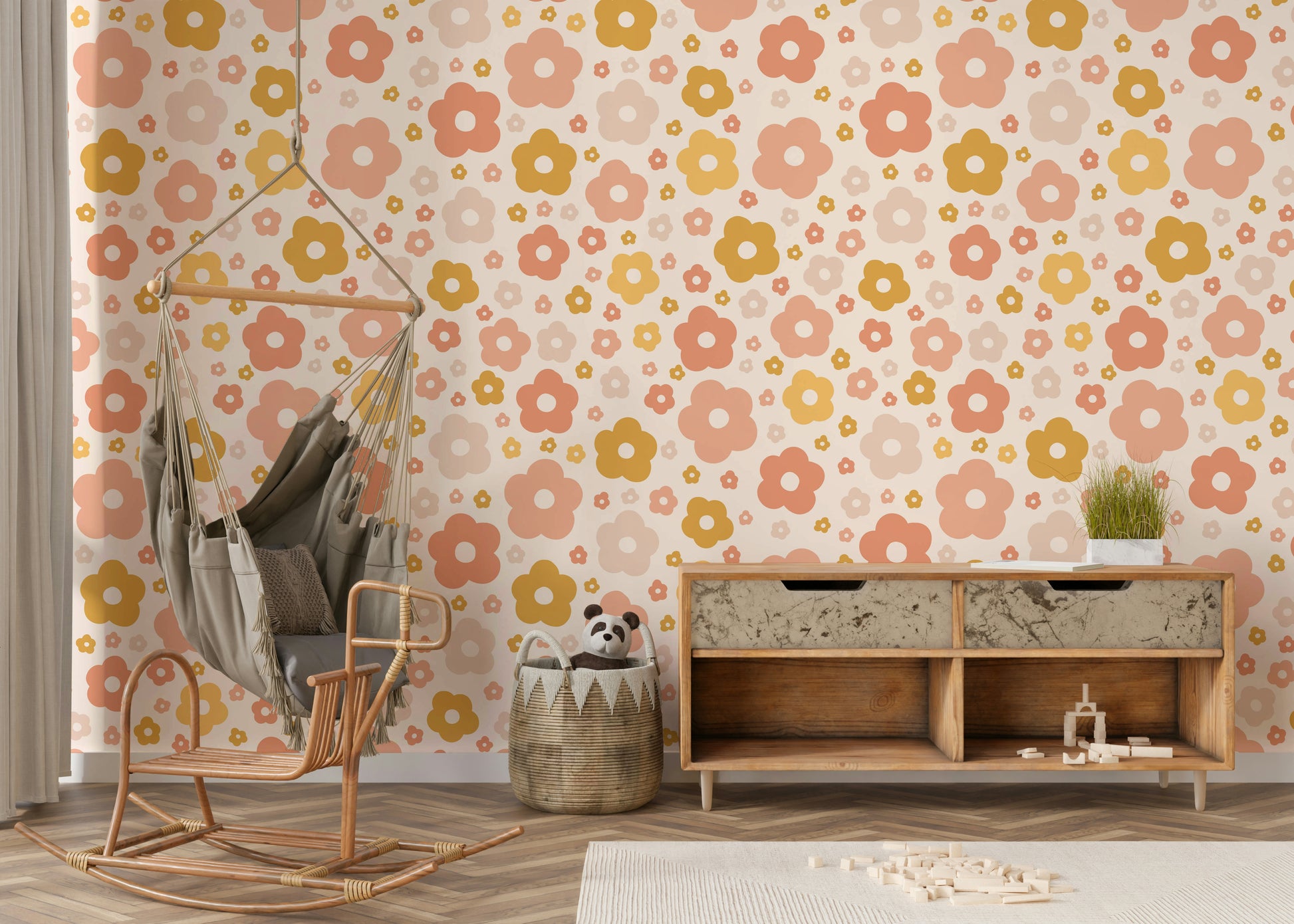 Cute boho flower wallpaper for kids

