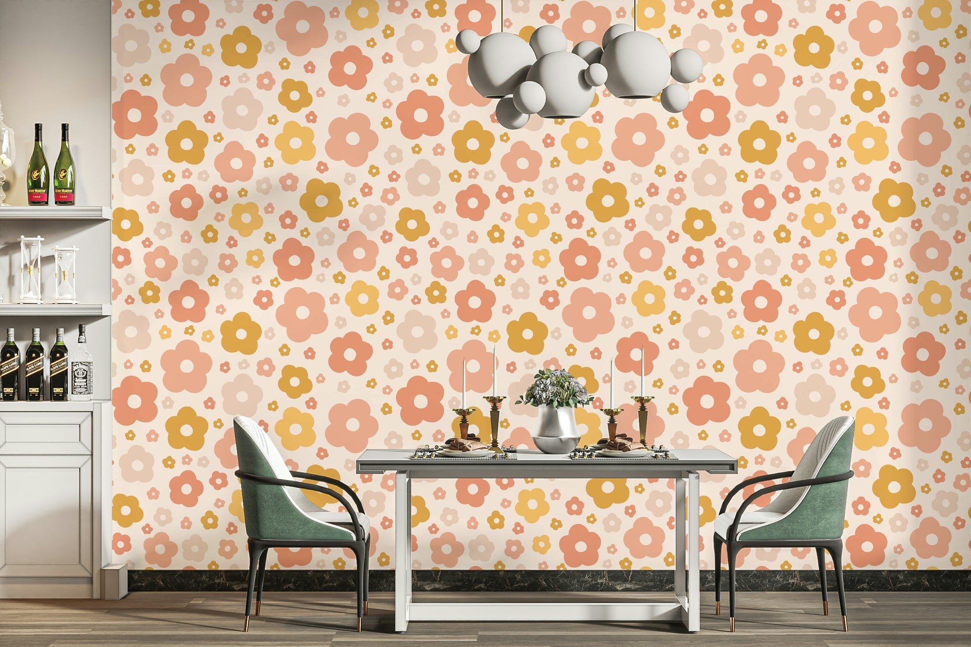 Multicolor floral boho wall wallpaper

