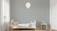 Boho Dotted Lattice Grunge Grey Clouds Wallpaper⁠