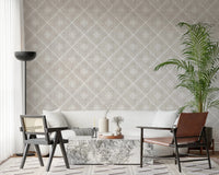 Boho Dotted Lattice Grunge Neutral Wallpaper⁠
