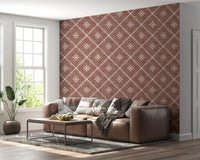 Boho Dotted Lattice Grunge Terracotta Red Wallpaper⁠