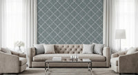 Boho Dotted Trellis Grunge Calming Blue Wallpaper⁠