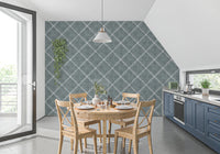 Boho Dotted Trellis Grunge Calming Blue Wallpaper⁠