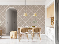 Boho Dotted Trellis Grunge Earthy Beige Wallpaper⁠