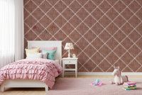 Boho Dotted Trellis Grunge Terracotta Red Wallpaper⁠
