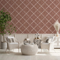 Boho Dotted Trellis Grunge Terracotta Red Wallpaper⁠