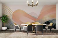 Boho Dreamtime Waves Wall Mural in earthy tones

