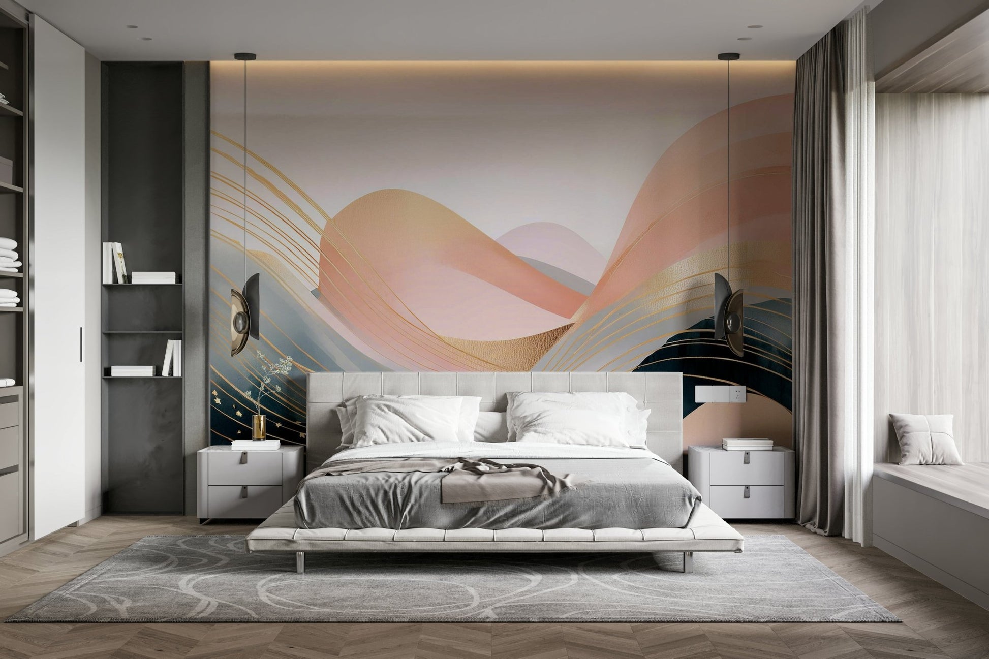 Dreamtime Waves mural for living room or nursery

